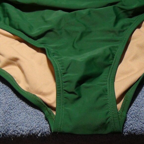 Kona Sol Womens Tie Front High Coverage One Piece Swimsuit Green M XL - Picture 9 of 16